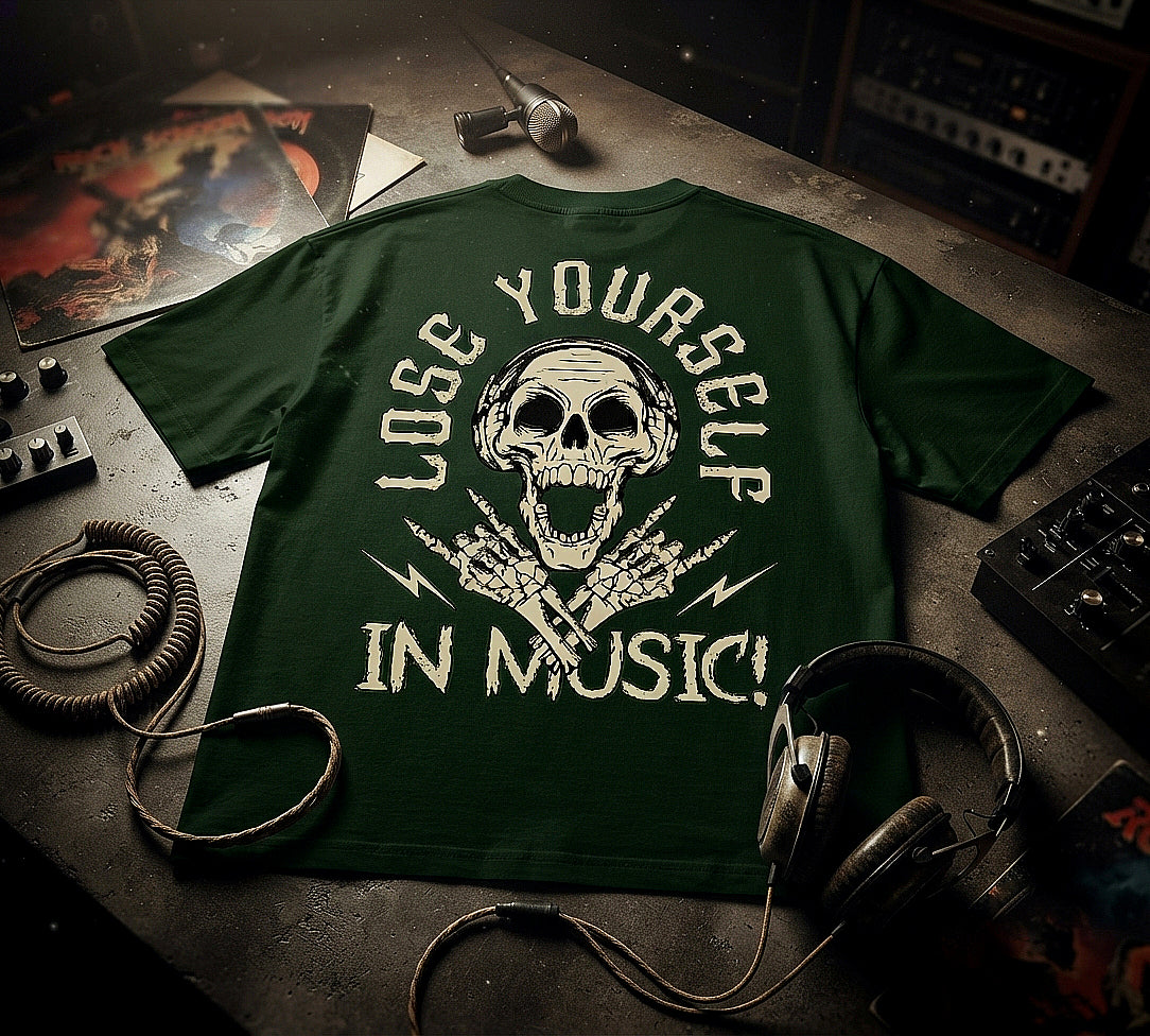 Lose Yourself In Music Oversized T-Shirt | Skull Graphic Streetwear Tee
