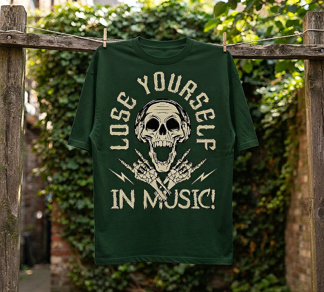 Lose Yourself In Music Oversized T-Shirt | Skull Graphic Streetwear Tee