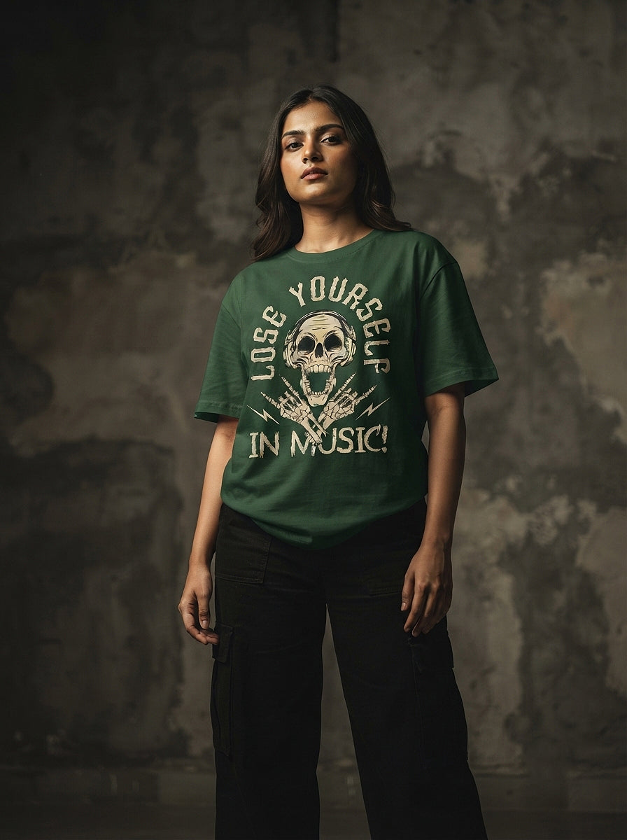 Lose Yourself In Music Oversized T-Shirt | Skull Graphic Streetwear Tee
