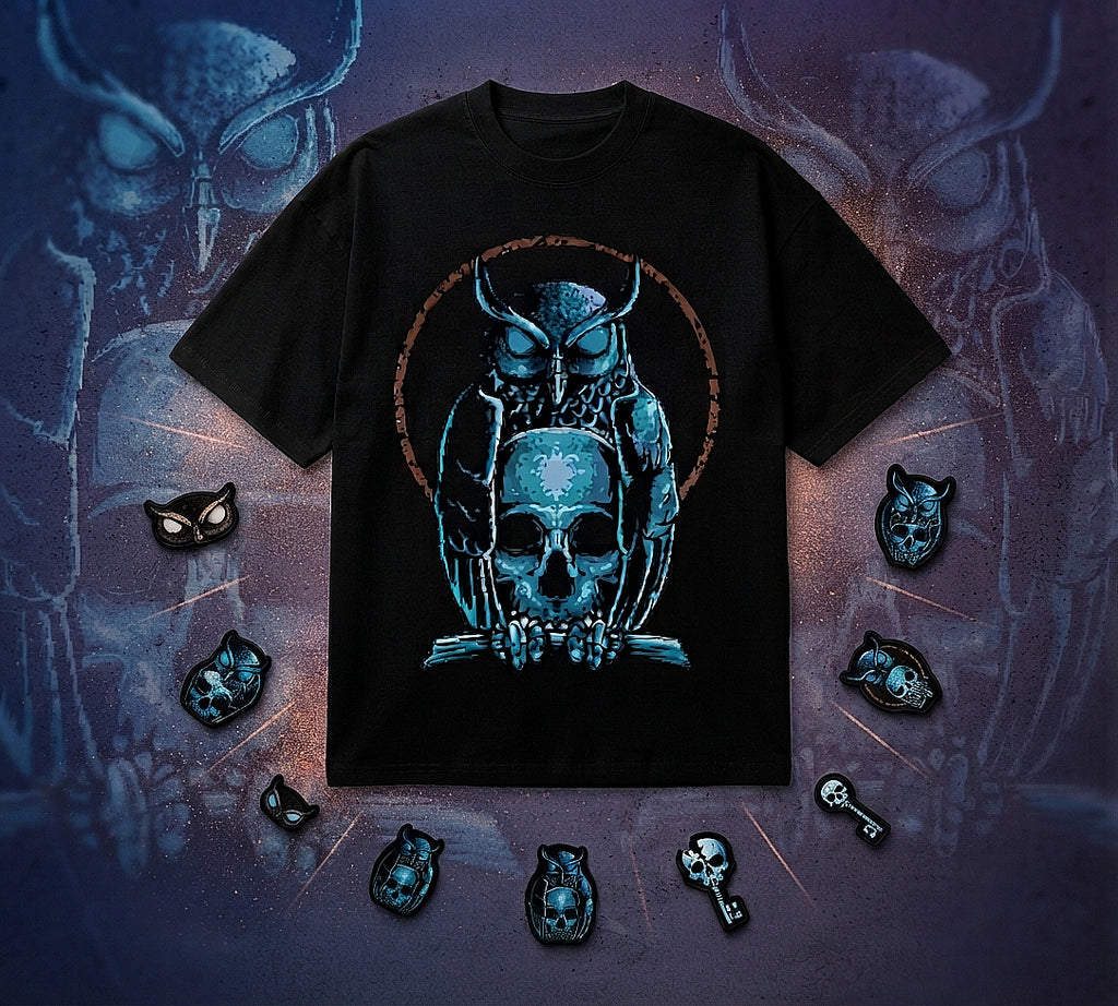 Owl & Skull Oversized T-Shirt | Dark Streetwear Graphic Tee