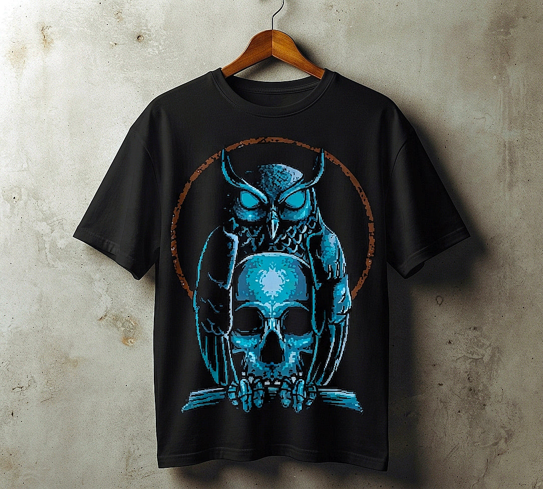 Owl & Skull Oversized T-Shirt | Dark Streetwear Graphic Tee