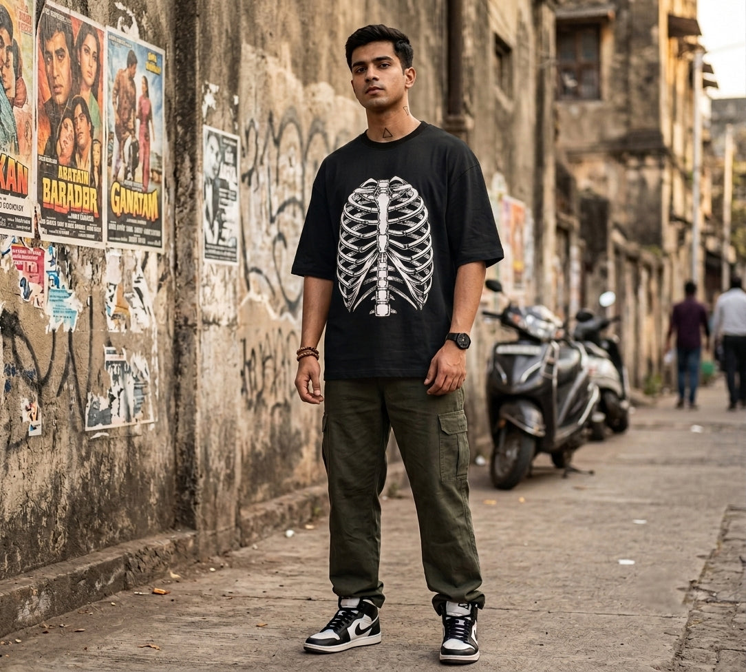 Ribcage Oversized T-Shirt | Skeleton Graphic Streetwear Tee