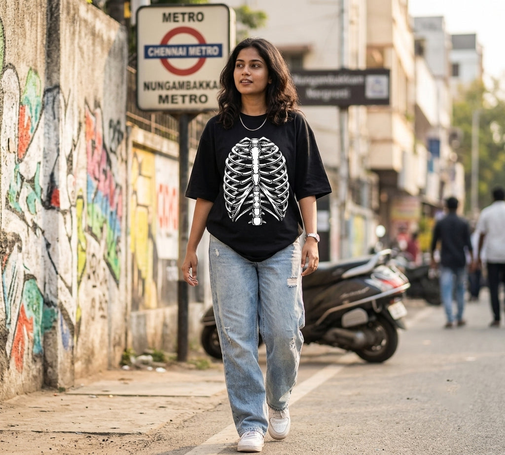 Ribcage Oversized T-Shirt | Skeleton Graphic Streetwear Tee