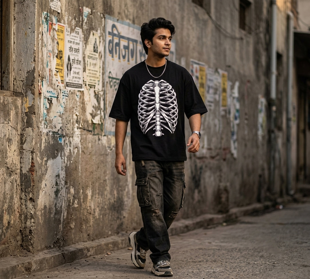 Ribcage Oversized T-Shirt | Skeleton Graphic Streetwear Tee