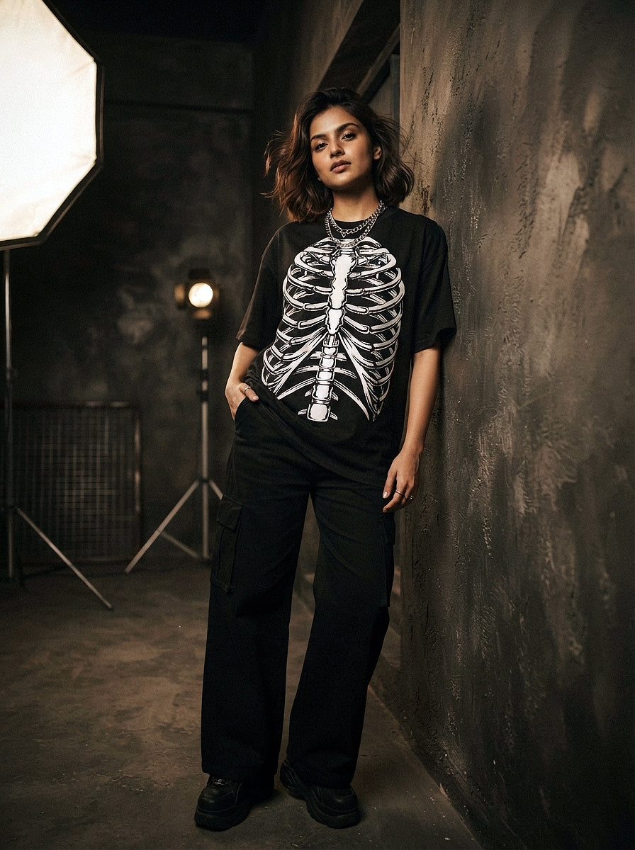 Ribcage Oversized T-Shirt | Skeleton Graphic Streetwear Tee