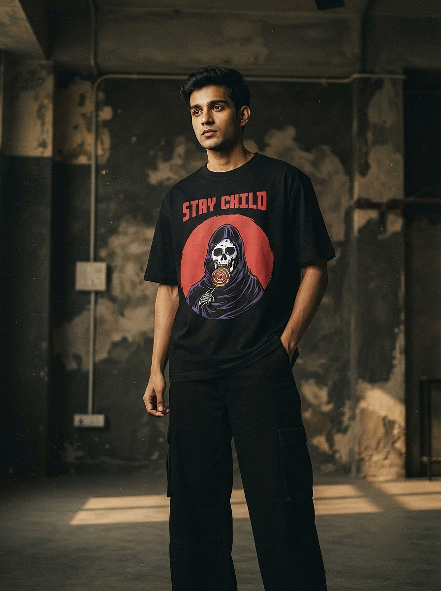 Stay Child Oversized T-Shirt | Reaper Graphic Streetwear Tee