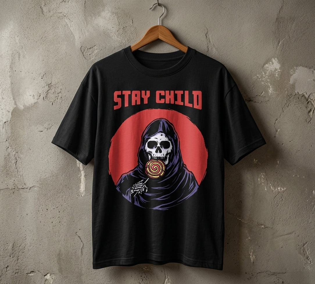 Stay Child Oversized T-Shirt | Reaper Graphic Streetwear Tee