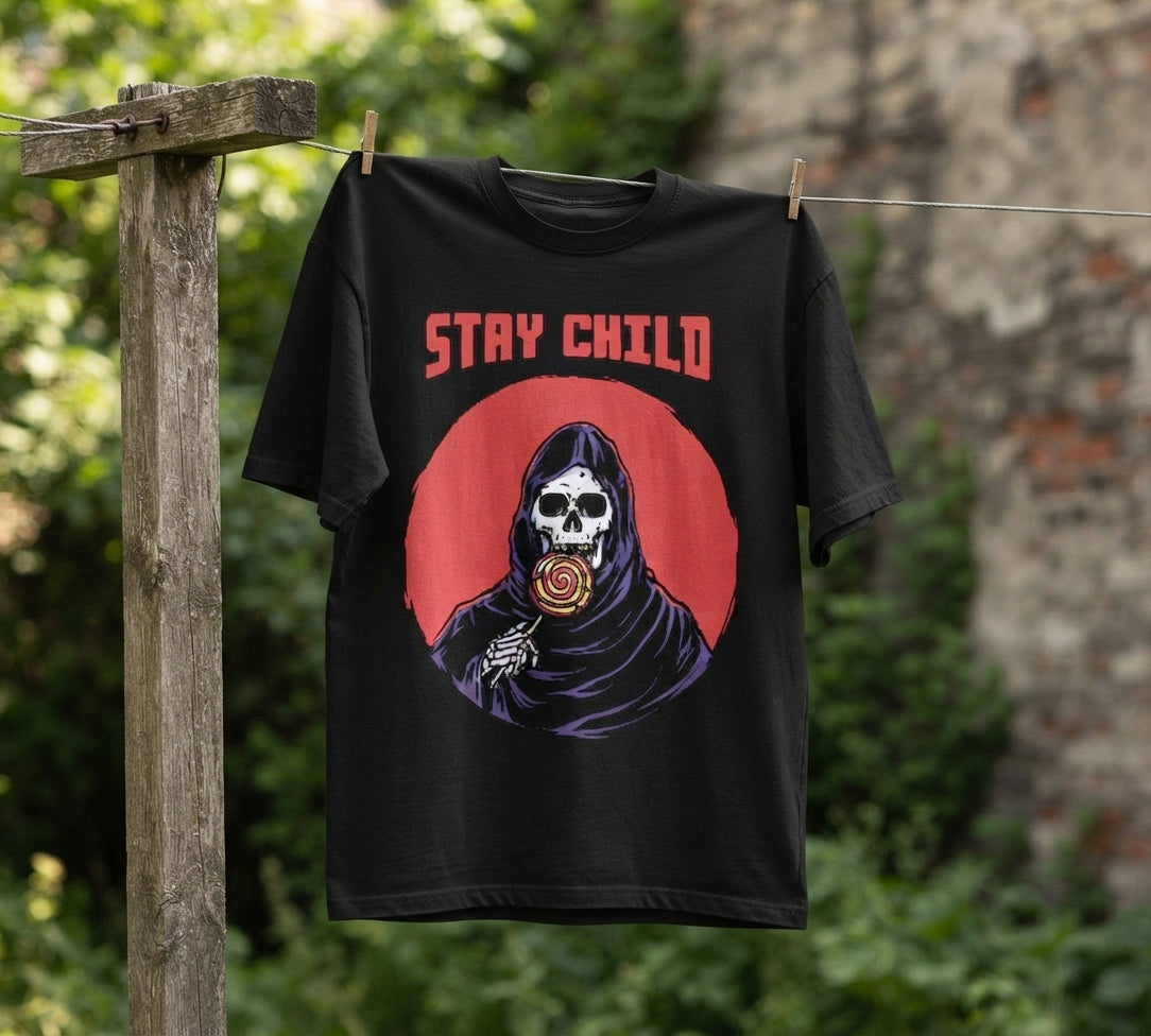 Stay Child Oversized T-Shirt | Reaper Graphic Streetwear Tee