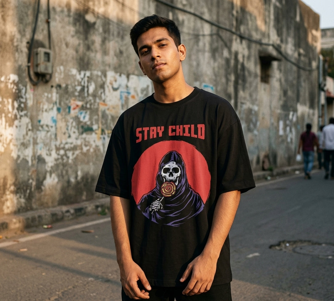 Stay Child Oversized T-Shirt | Reaper Graphic Streetwear Tee